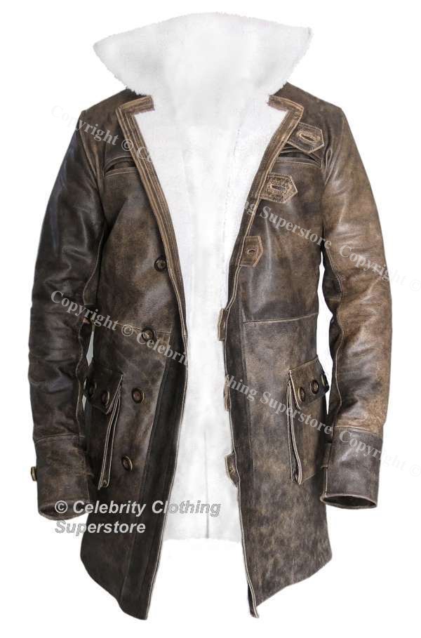 Dark Knight Rises Tom Hardy Bane Trench Coat Brown Real Leather Jacket for Men 