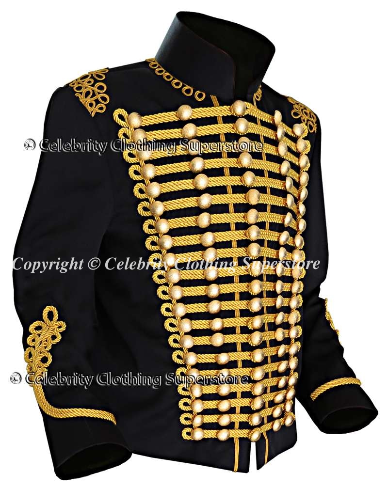 Details about   Michael Jackson Military Prince Black Cosplay Costume Gold Stripe Short Jacket：