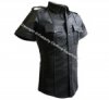 REAL LEATHER Mens Black Police Shirt - Gay BLUF - All Sizes!