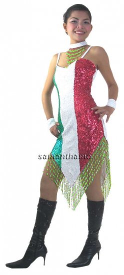 RMD708 Sparkling ' Sequin Dance, Italy Flag, Dress - Click Image to Close