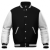 Black Wool / White Leather Varsity Letterman Jacket