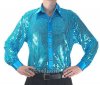 Turquoise Men's Cabaret Entertainers Sequin Dance Shirt