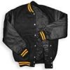 Black Varsity Letterman Jacket with Gold Stripes