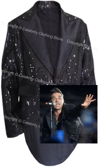 Robbie Williams Sequin Performance Jacket - Tail Coat - 2 - Click Image to Close