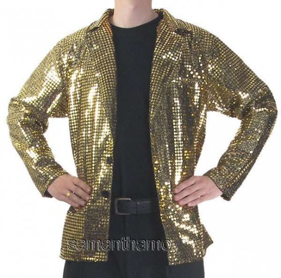 CJ052 Men's Gold Cabaret, Entertainers Sequin Dance Jacket - Click Image to Close