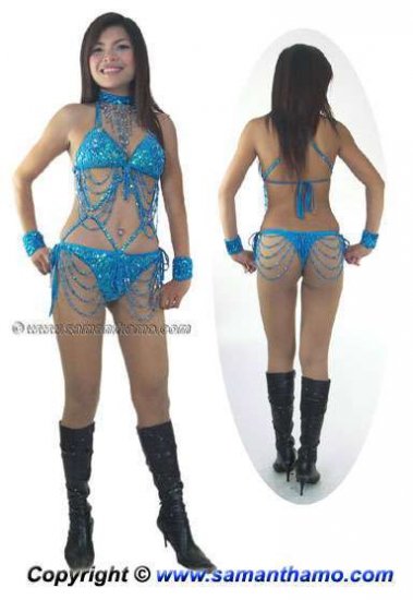 SGB19 Glod Sequin Showgirl Dance Bondage Style Bikini - Click Image to Close