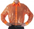 Men's Orange Cabaret Stage Entertainers Sequin Dance Shirt