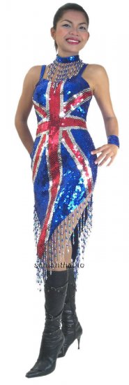 SDW400 Tailor Made Sequin UK FLAG Dance Dress - Click Image to Close