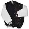 Dark Navy Wool / White Leather Varsity Letterman Jacket