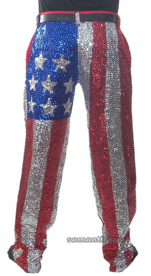 CSJ560 Men's USA Flag Entertainers Sequin Dance Trousers - Click Image to Close