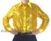 Men's Cabaret Stage Entertainers Gold Tinsel Dance Shirt
