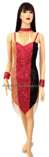 SDW451 Tailor Made Sequin GERMANY FLAG Dance Dress - Click Image to Close