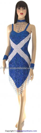 SDW402 Tailor Made Sequin SCOTTISH FLAG Dance Dress - Click Image to Close