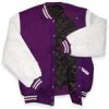 Purple Wool / White Leather Varsity Letterman Jacket