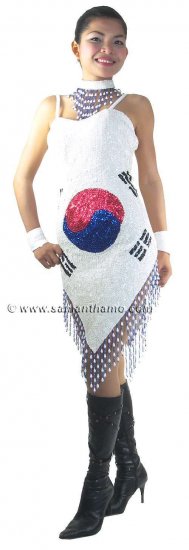 RM402 Sparkling ' Sequin Dance, South Korea Flag Dress - Click Image to Close