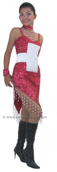 RM552 Sparkling ' Sequin Dance, Swiss Flag Dress - Click Image to Close