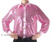 Men's Pink Cabaret Stage Entertainers Sequin Dance Shirt