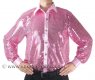 Men's Pink Cabaret Stage Entertainers Sequin Dance Shirt