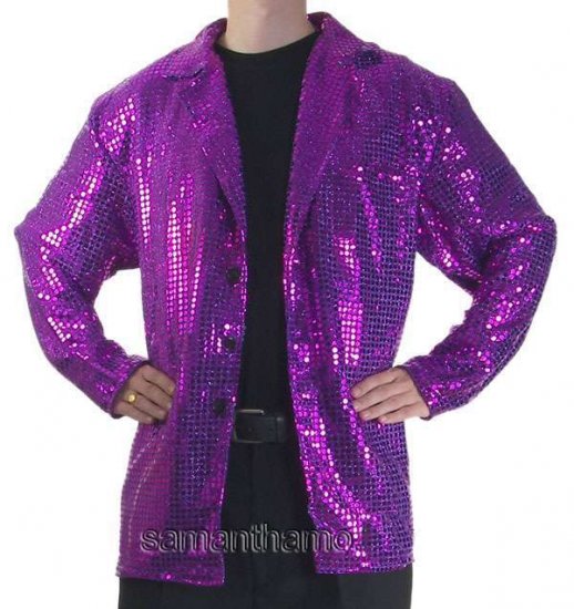 CJ049 Men's Purple Cabaret,Entertainers Sequin Dance Jacket - Click Image to Close