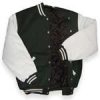 Dark Green / White Leather Varsity Letterman Jacket