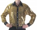 Men's Gold Cabaret Stage Entertainers Sequin Dance Shirt