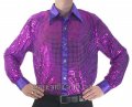 Men's Purple Cabaret Stage Entertainers Sequin Dance Shirt