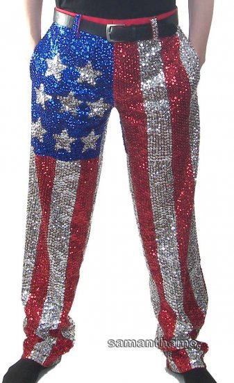 CSJ560 Men's USA Flag Entertainers Sequin Dance Trousers - Click Image to Close