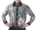 B / Silver Men's Cabaret, Stage, Entertainers Sequin Dance Shirt