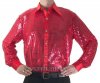Men's Red Cabaret Stage Entertainers Sequin Dance Shirt