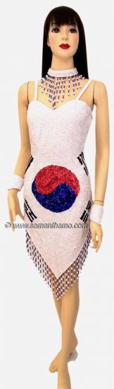 SDW409 Tailor Made Sequin S.KOREA FLAG Dance Dress - Click Image to Close