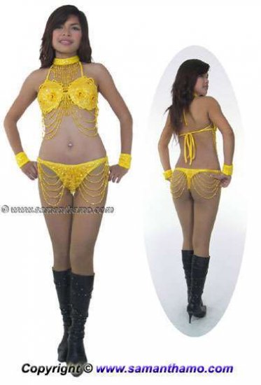 SGB09 Yellow Sequin Showgirl Dance Bikini - Click Image to Close
