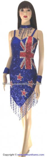 SDW443 Tailor Made Sequin NEW ZEALAND FLAG Dance Dress - Click Image to Close