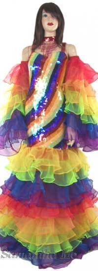 TM0909 Tailor Made Fully Sequined Gay Pride RAINBOW Gown - Click Image to Close