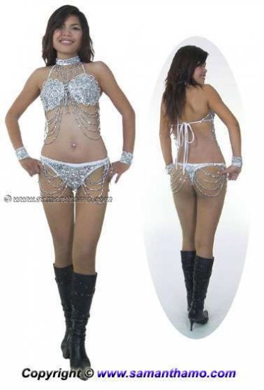 SGB01 Silver Sequin Showgirl Dance Bikini. - Click Image to Close