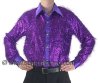 Men's Cabaret Stage Entertainers Purple Tinsel Dance Shirt
