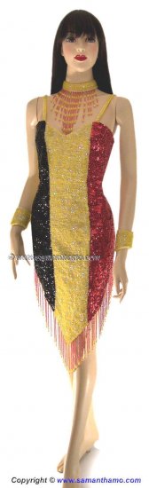SDW445 Tailor Made Sequin BELGIUM FLAG Dance Dress - Click Image to Close