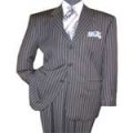 Men's Gray 3 Button Pinstriped Suit - Tailor Made In 7 Days!