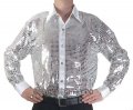 Men's Silver Cabaret Stage Entertainers Sequin Dance Shirt