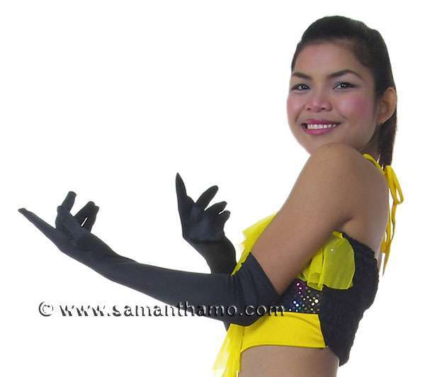 SCG4 BLACK Satin Elbow Length Cabaret Gloves FREE SHIPPING! - Click Image to Close