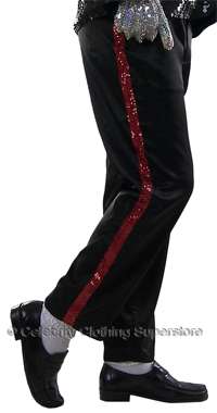 Entertainers Sparkling Red Stripe Real Sequin Trousers - Click Image to Close