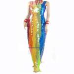 TM0912 Tailor Made Fully Sequined Gay Pride RAINBOW Gown - Click Image to Close
