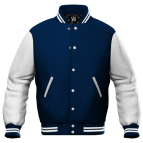 Royal Blue / White Leather Varsity Letterman Jacket - Click Image to Close