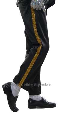 Entertainers Sparkling Gold Stripe Real Sequin Trousers - Click Image to Close