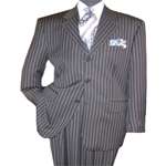 Men's Gray 3 Button Pinstriped Suit - Tailor Made In 7 Days! - Click Image to Close