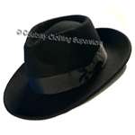 MJ Professional - Black Fedora Hat With Name ' - Click Image to Close