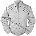 MJ Real Leather WHITE Beat It Jacket - (All Sizes!) - Click Image to Close