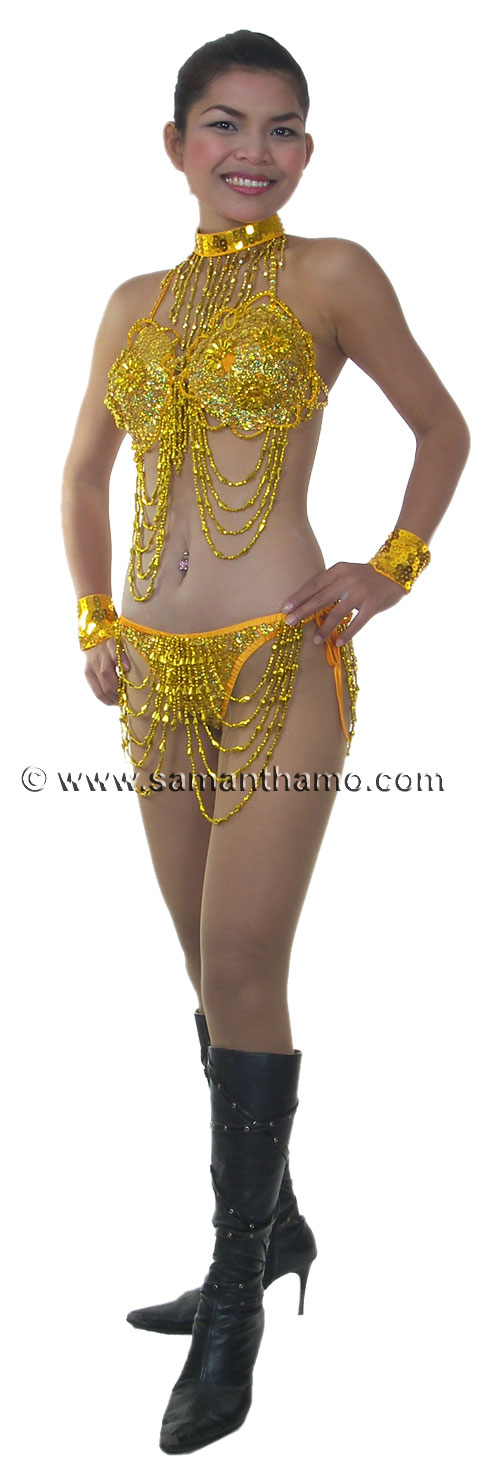 Gold Sequin SEXY Showgirl Lap Dance Bikini
